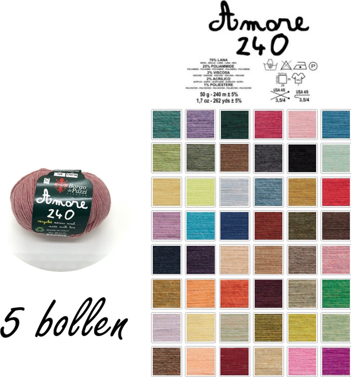 Borgo de Pazzi - Amore 240 - Oud roze 128 - set van 5 bollen x 50 gram