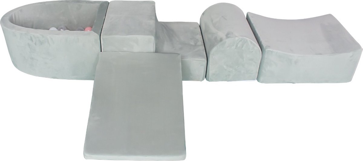 Born Lucky Ballenbak / Ballenbad Schip - 225 x 45 x 30 cm & 100 Ballen Ø6 cm- Velvet Grijs