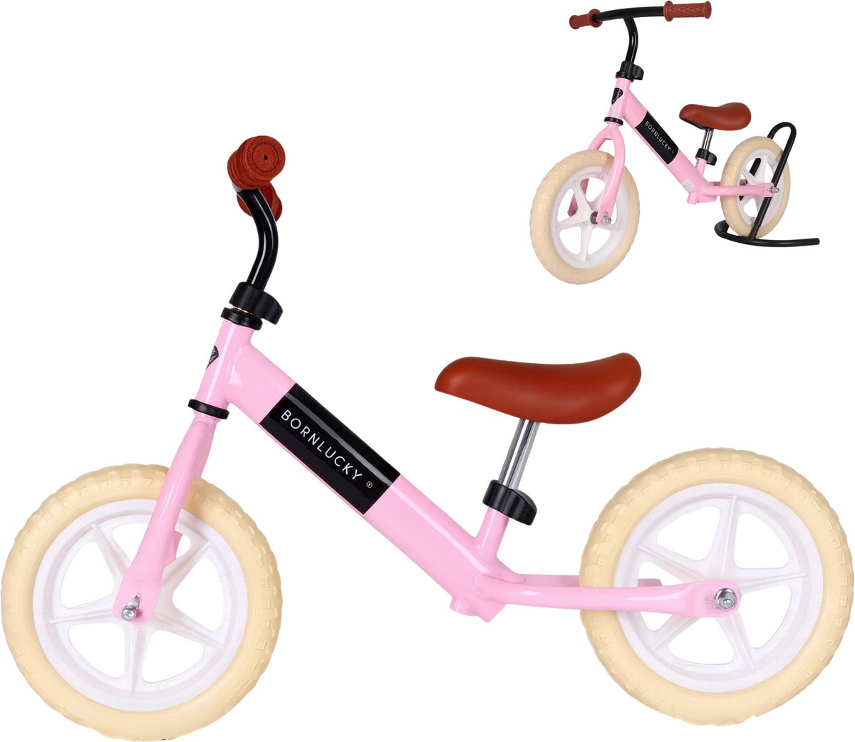 Born Lucky® Loopfiets –Vanaf 2 jaar – 10 inch massieve banden - Verstelbaar Zadel & Stuur – Roze