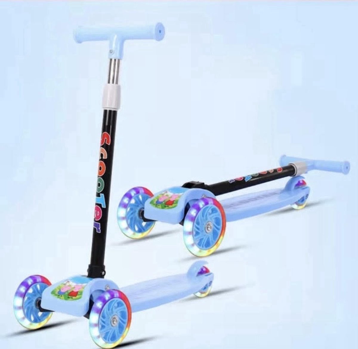 Borvat® - Opvouwbare Driewielige Kinderscooter met LED Wielen - Verstelbaar Stuur, Lichtgewicht & Veilig - Voor Kinderen 3-8 Jaar - Blauw