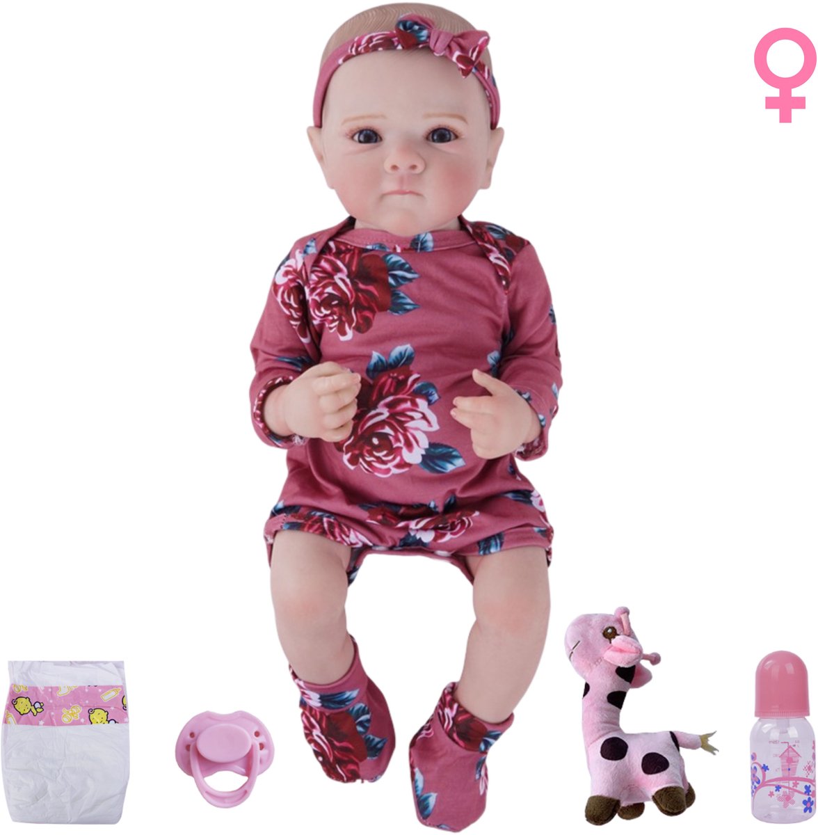Bosstony Nora Levensechte Babypoppen - 1,1 Kilo - 45 CM - Reborn Baby Pop - Met Accessoires - Reborn Baby - Reborn Baby Doll - Dementie Pop - Reborn Poppen Meisje