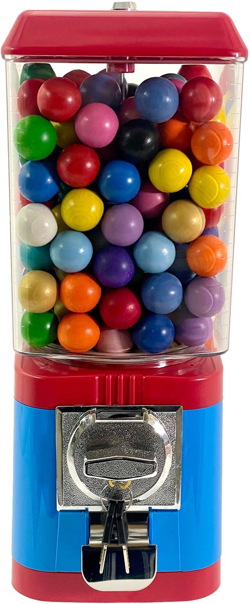   - Jeu de Boules - Butjesautomaat, kleur rood-blauw - gevuld met 170 gekleurde Butjes, muntinworp 2,00 €