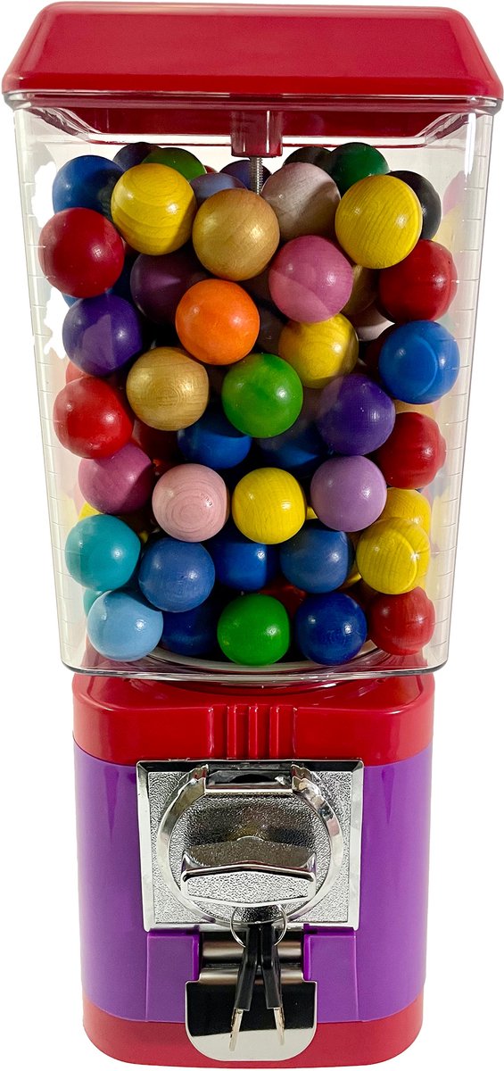   - Jeu de Boules - Butjesautomaat - kleur rood-violet - gevuld met 170 gekleurde Butjes - muntinworp 2,00 Euro
