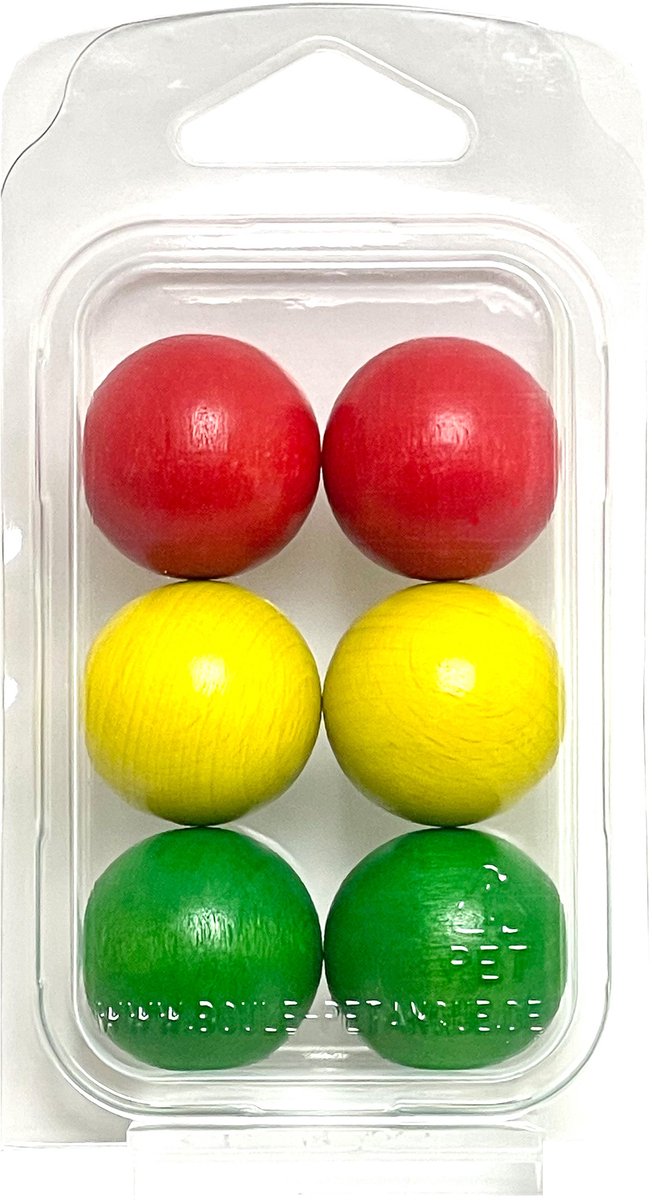   - Jeu de Boules - FM-3 - 6 Buts - kleuren: rood - geel - donkergroen - 30mm