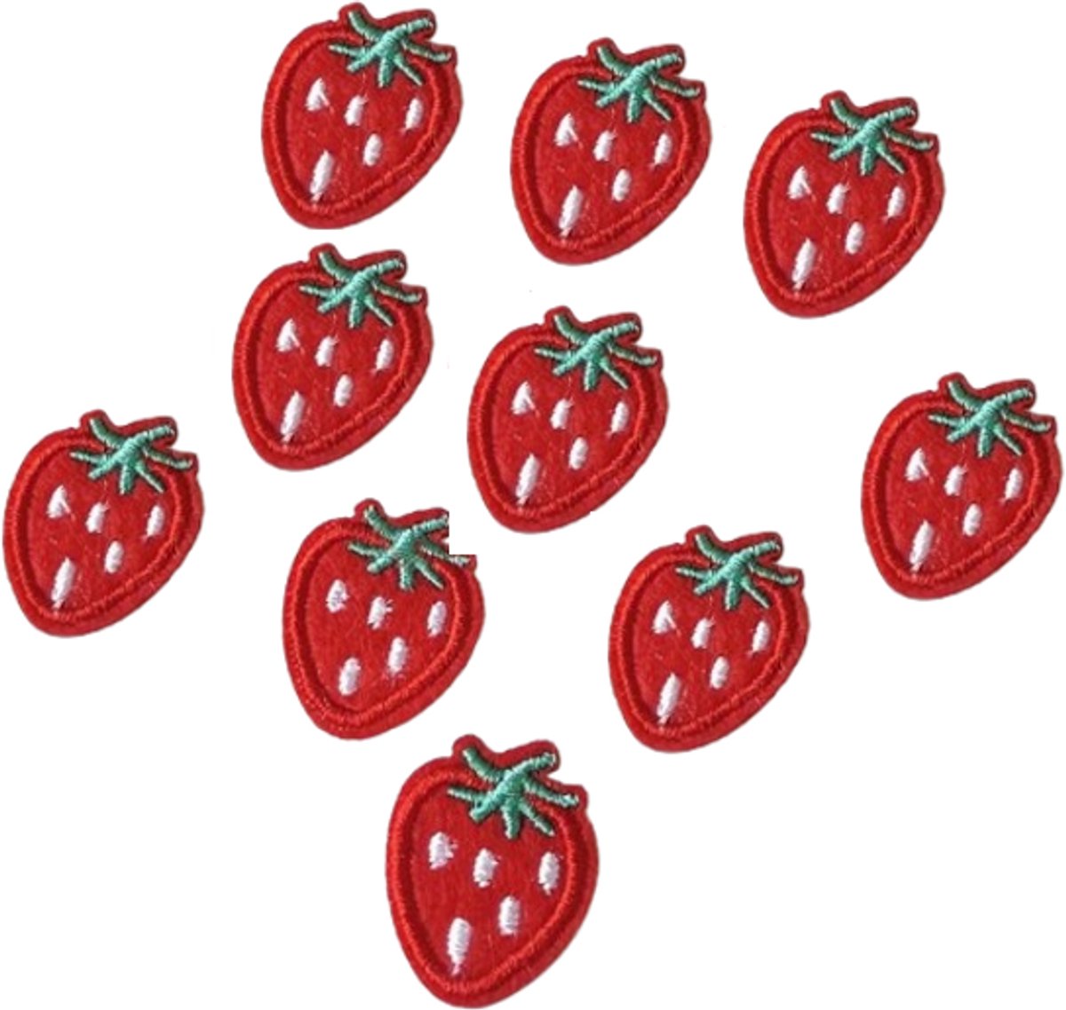 Strijkembleem aardbeien 10 stuks - strijkembleem aardbei - strijkapplicatie aardbei - aardbeien patch - strijkemblemen - kledingbedrukking