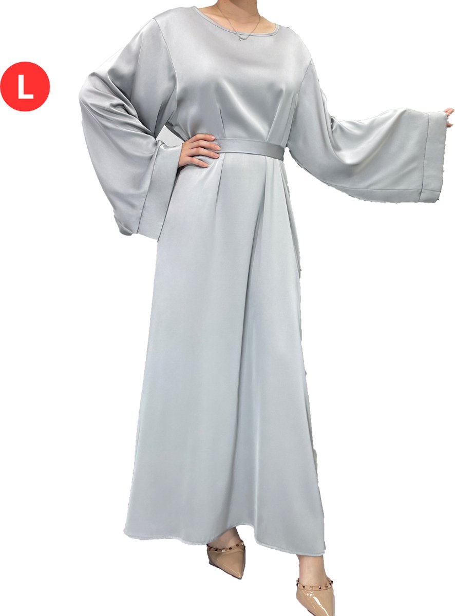 Bovista Islamitische Kleding - Abaya - Gebedskleding Dames - Alhamdulillah - Jilbab - Khimar - Vrouw - Zilvergrijs - Maat L