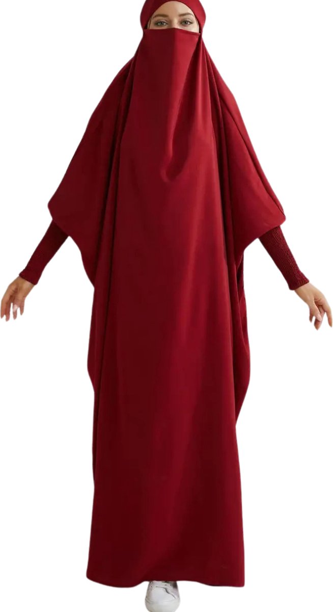 Bovista Islamitische Kleding - Djellaba Dames - Moslim Kleding - Arabisch Dames Kaftan - Alhamdulillah - Bordeauxrood