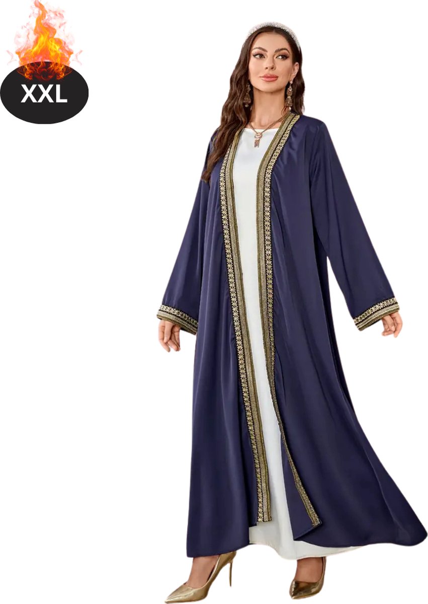 Bovista Islamitische Kleding - Djellaba Dames - Moslim Kleding - Arabisch Dames Kaftan - Alhamdulillah - Marineblauw XXL