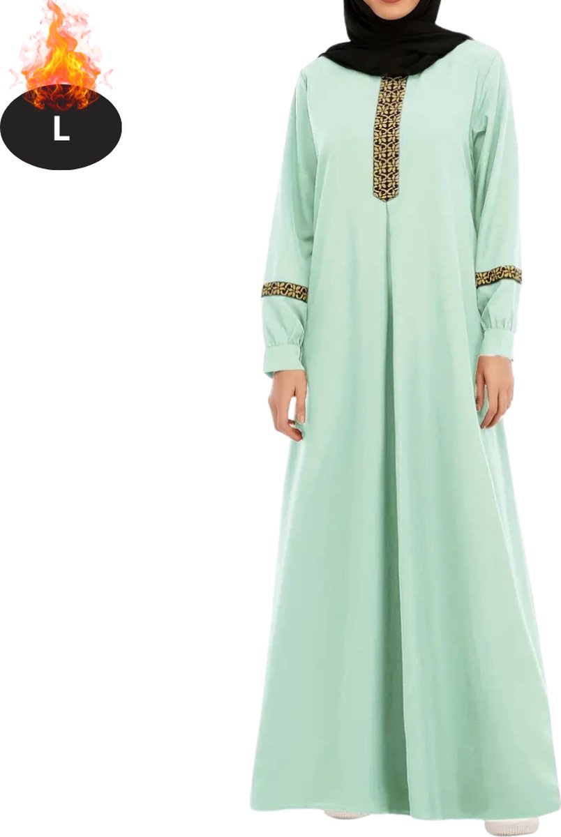 Bovista Islamitische Kleding - Djellaba Dames - Moslim Kleding - Arabisch Dames Kaftan - Alhamdulillah - Mint - L