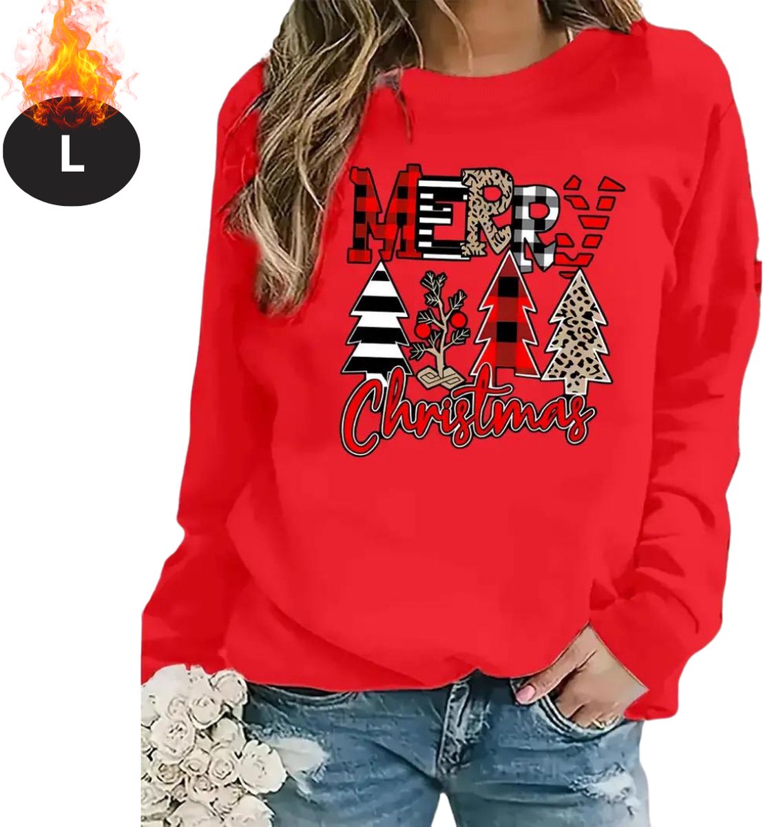 Bovista Kersttrui - Dames - Foute Kersttrui - Christmas Sweater - Kerst Sweater - Christmas Jumper - Pyjama - Rood - L