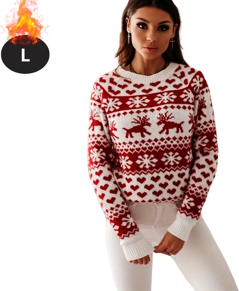 Bovista Kersttrui - Dames - Foute Kersttrui - Christmas Sweater - Kerst Sweater - Christmas Jumper - Pyjama - Wit - L