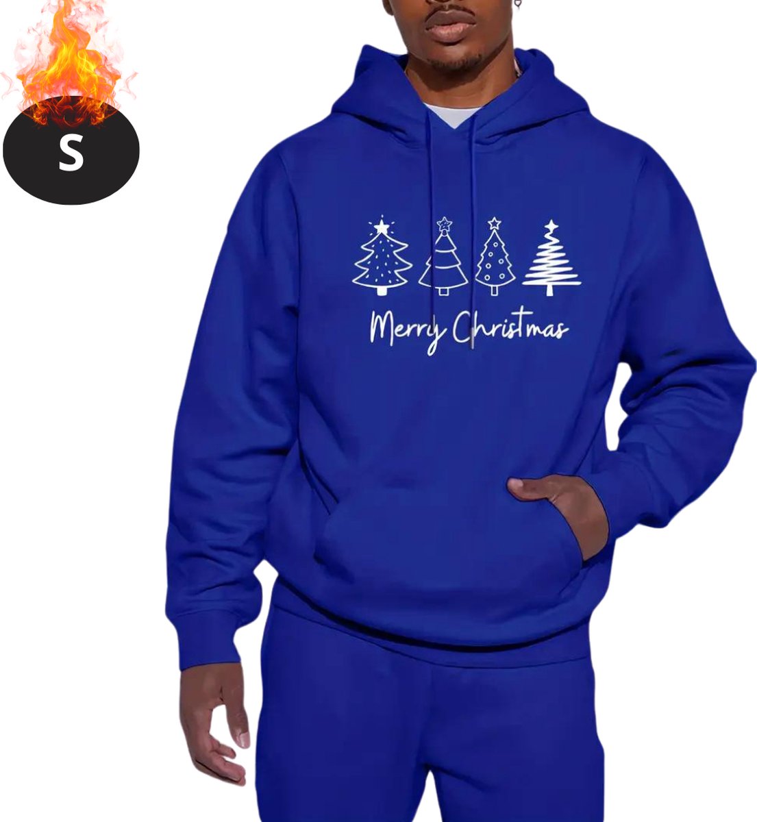 Bovista Kersttrui - Heren - Foute Kersttrui - Christmas Sweater - Kerst Sweater - Kerstboom - Christmas Jumper - Hoodie - Blauw - S