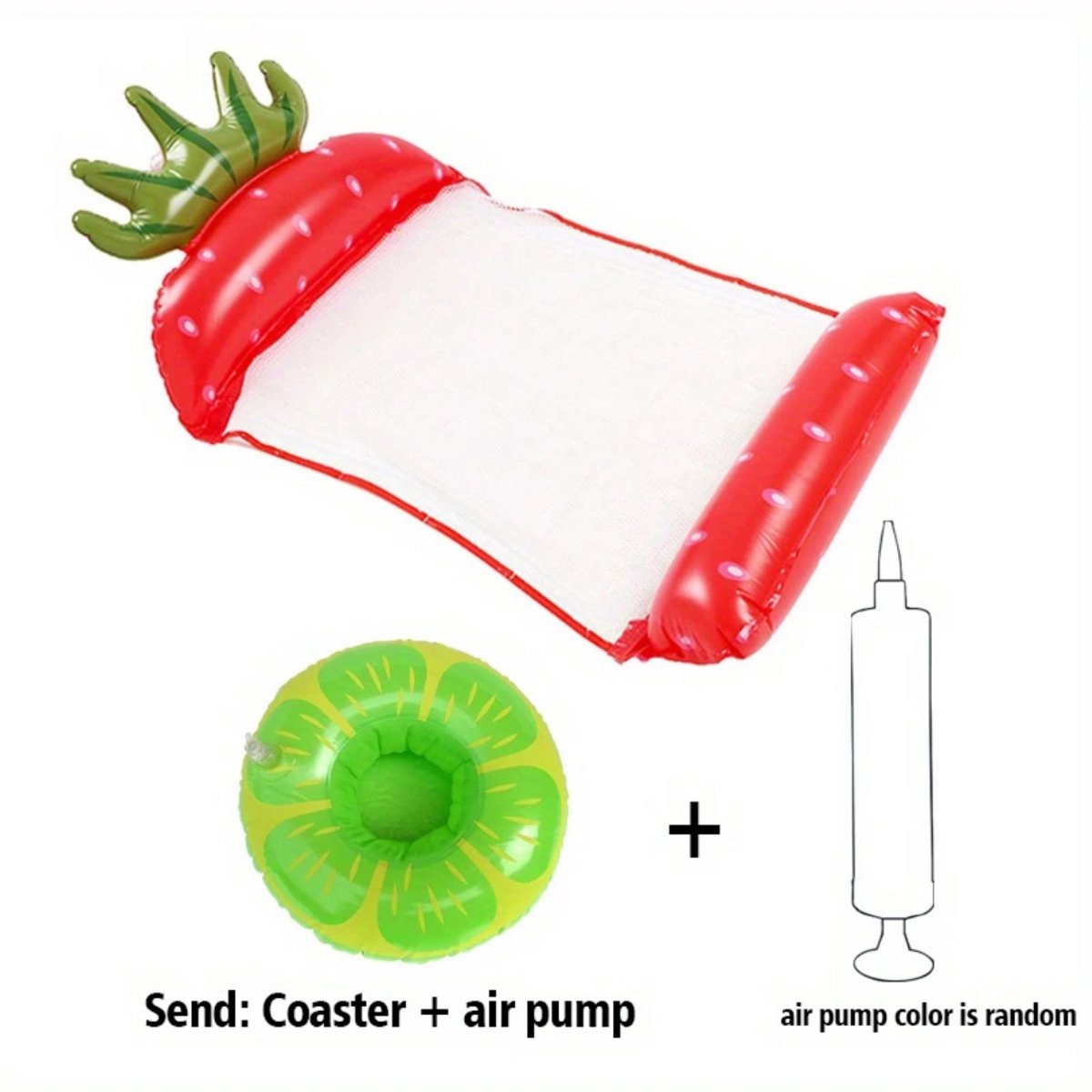   Luxe Waterhangmat - Luchtbed Zwembad - Luchtmatras Opblaasbaar - Water Hangmat - Aqua Lounge - Watermeloen + Bekerhouder + Pomp