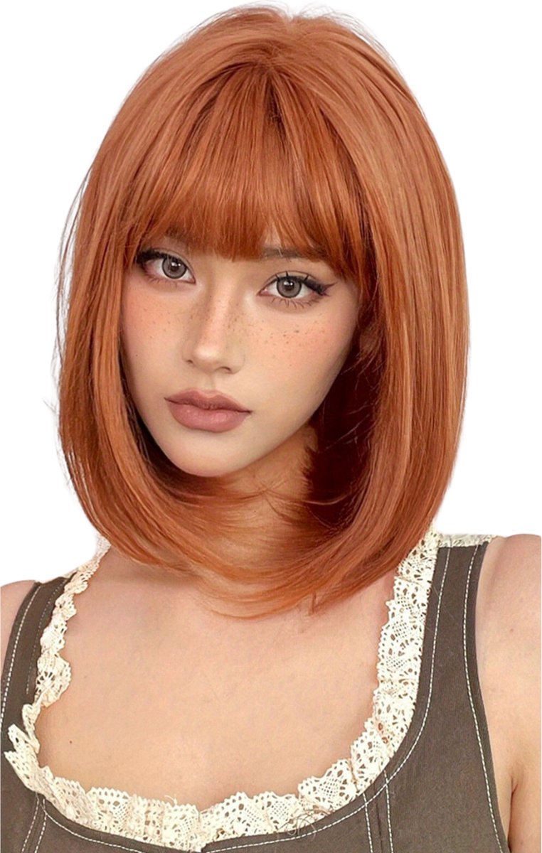 Bovista Pruiken Dames - Lang Haar - Cosplay Pruik - Hair Wig - Oranje - 35cm