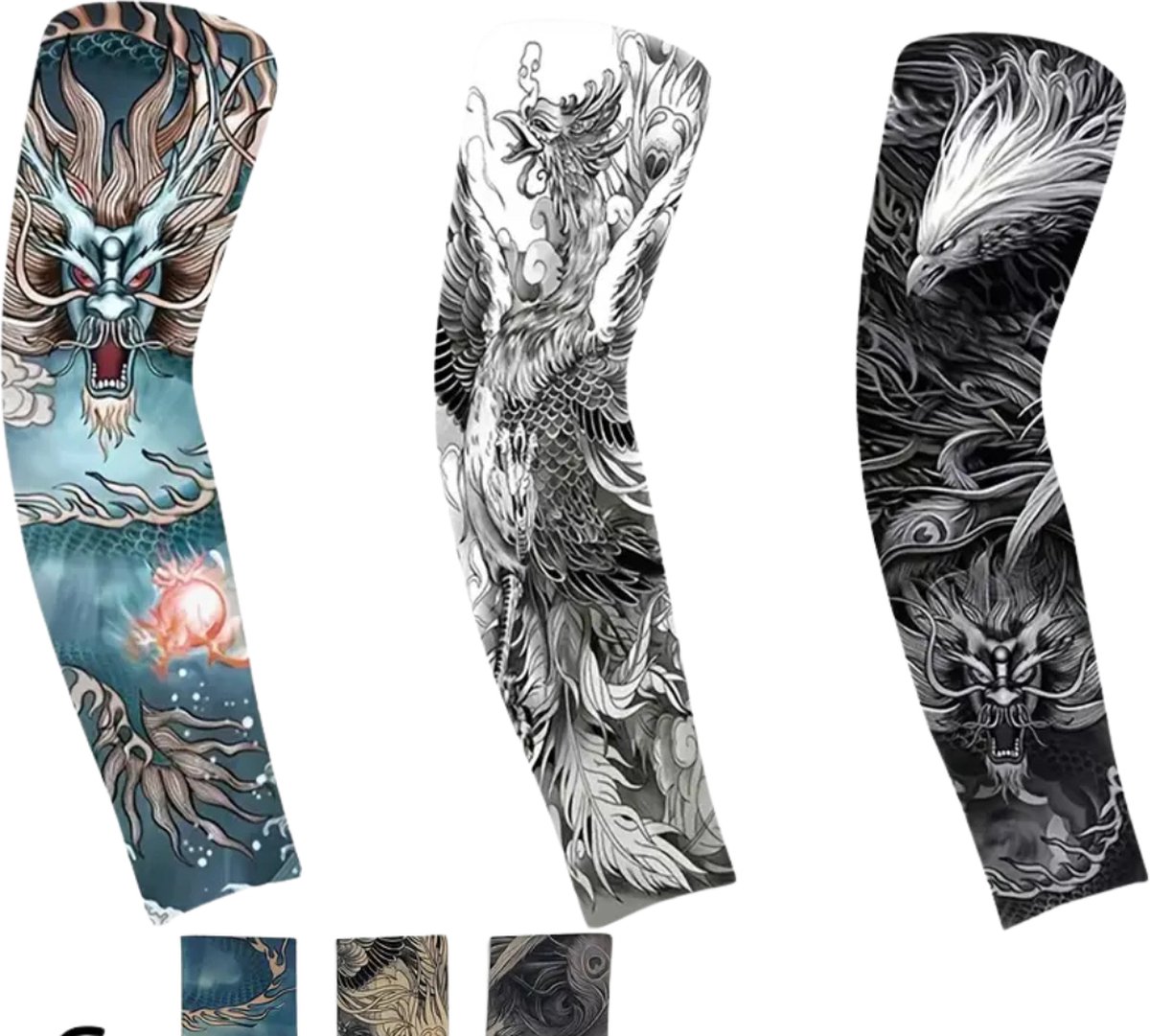 Bovista Tattoo Sleeve - Voor Volwassenen - Mouw - Tatoeage - Arm Warmer - Zonbescherming - UV Beschermend - 3 Stuks