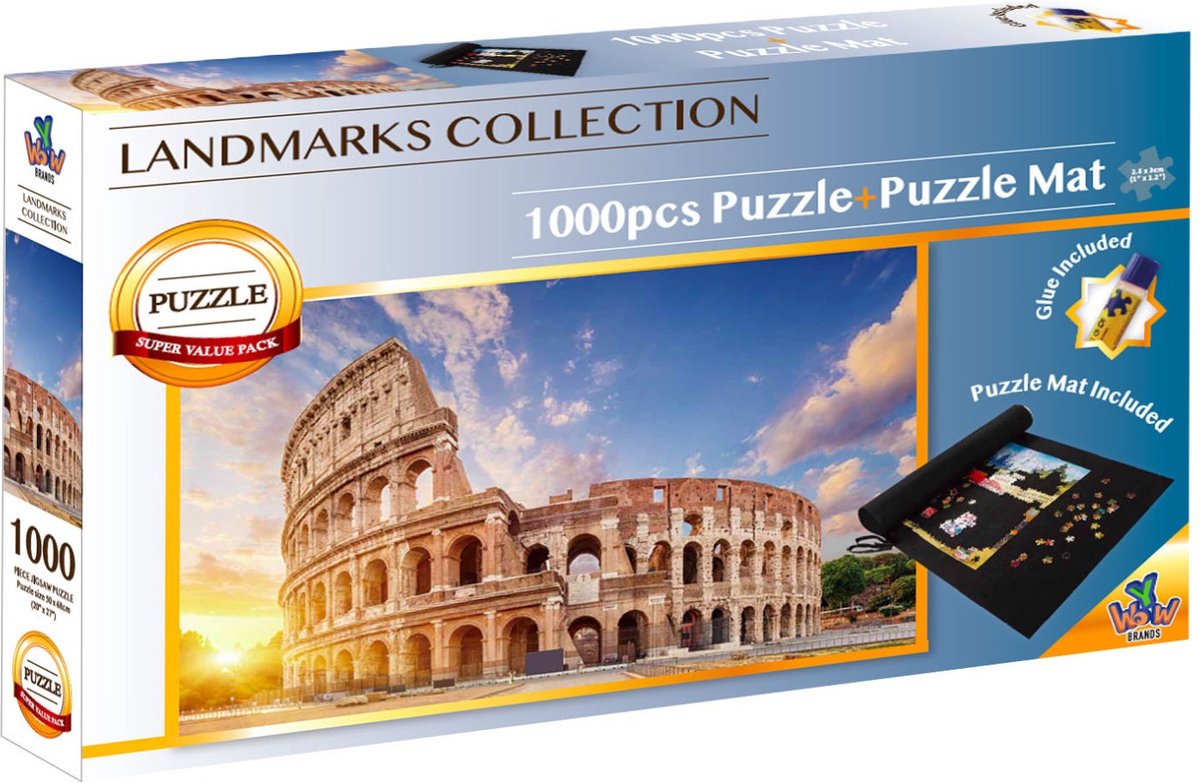 Superpack puzzel 1000 st + lijm en mat - Colloseum.