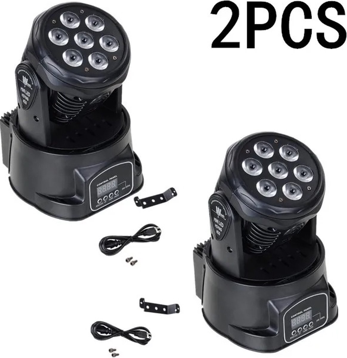 Set van 2 stuks LED discolampen - Discolamp - Disco lamp - 7x12W RGB - Moving Head - Lichtflux 2000-82000 - 84W verbruik - 240v - Reageert op geluid