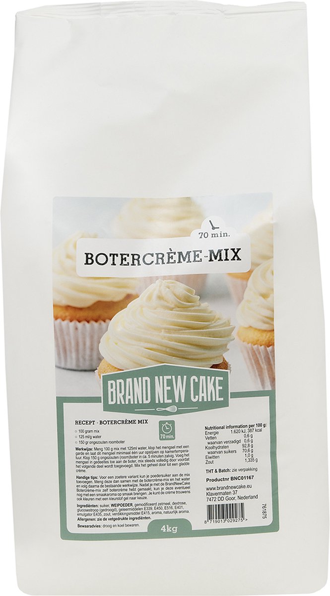 BrandNewCake® Botercrème mix 4kg - Bakmix