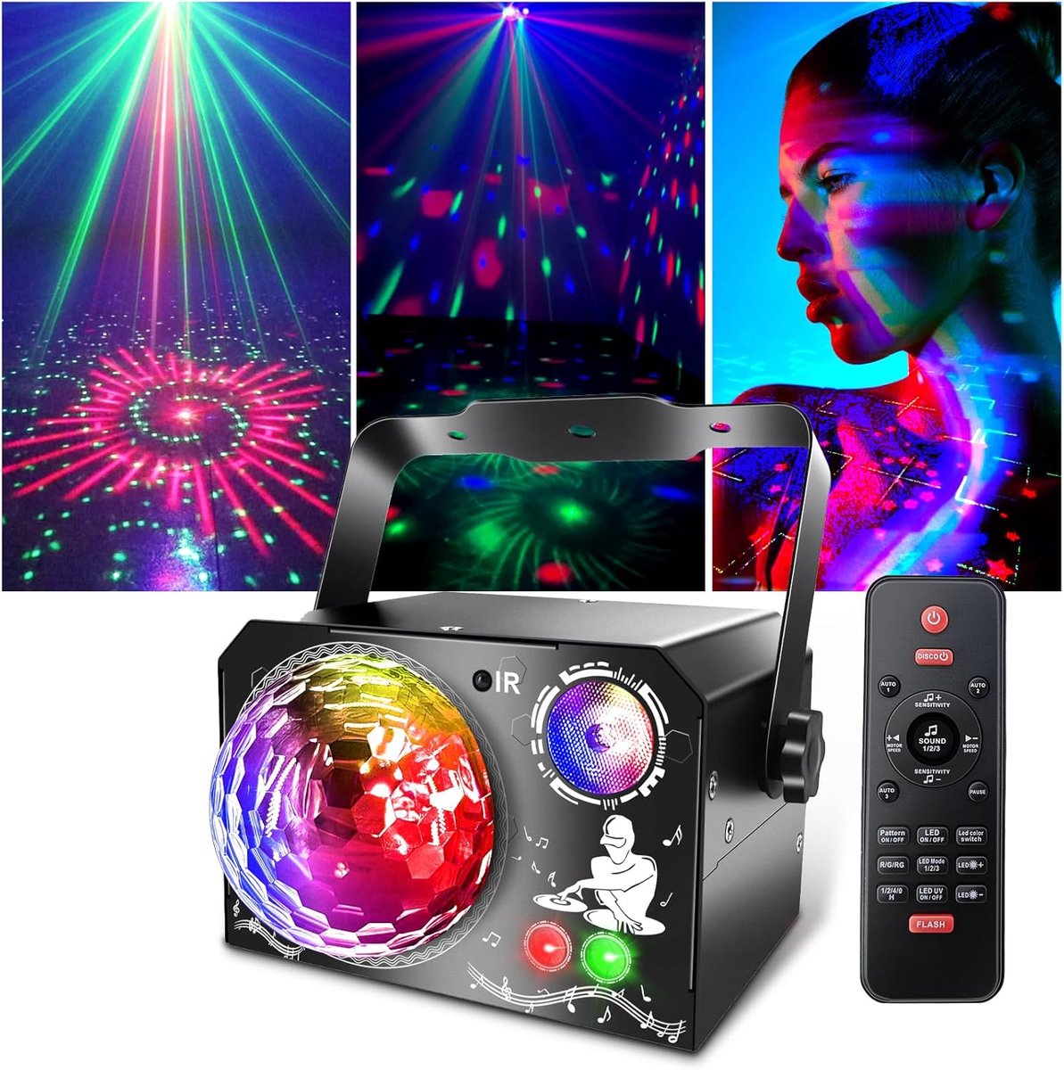   Kinderen - Discobal - Feestverlichting met Afstandsbediening -Zwart Goud