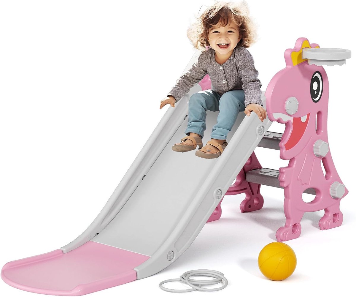   Peuter - Vrijstand met Trap - Buiten - Grijs met Roze