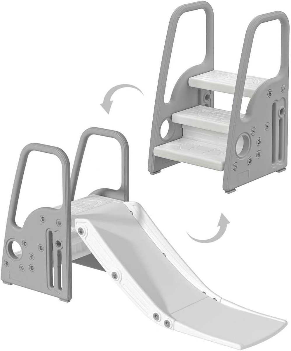 Glijbaan Peuter - Vrijstand met Trap - Buiten - Grijs met Wit