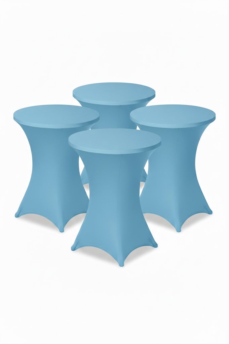 BRASQ Statafelrok Lichtblauw - ∅80-74 x110 cm - Set van 4 - Statafelhoes - Stretch Rok - Tafelrok voor statafel