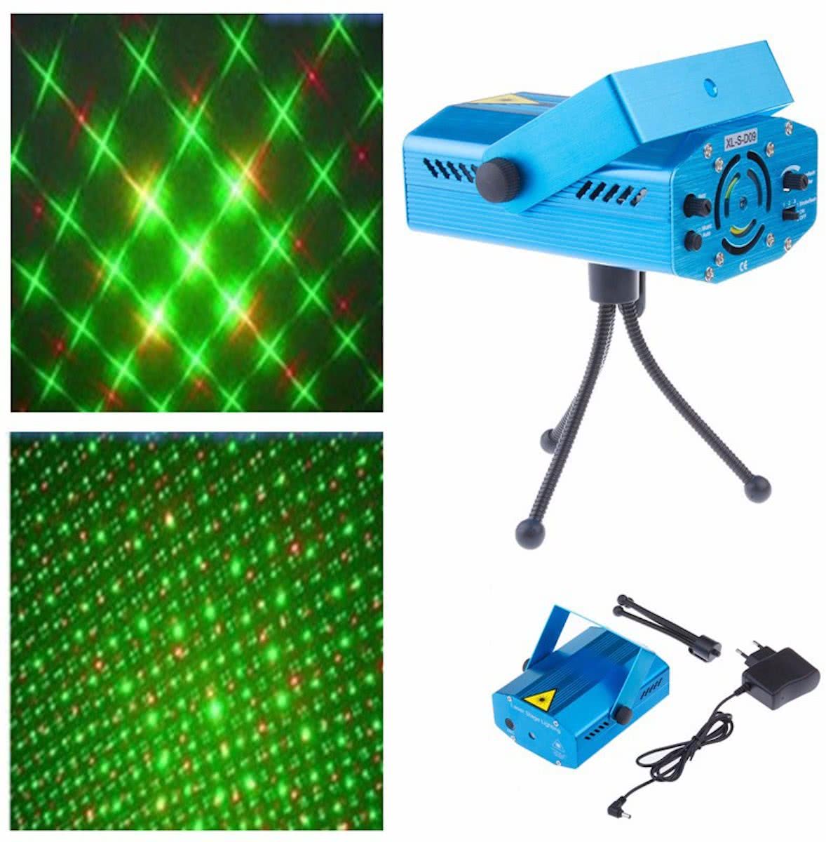 LED Lasershow -  Mini Stage Light -   Laser Op Geluid - Rood & Groen - voor Kerst, Verjaardagen, Feestjes