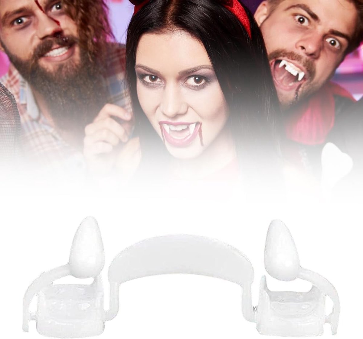 Intrekbare vampiertanden - voor Halloween uittrekbare vampiertanden - herbruikbaar - realistische scheurtanden siliconen tanden vampier - voor Halloween feest (wit 1 stuk)