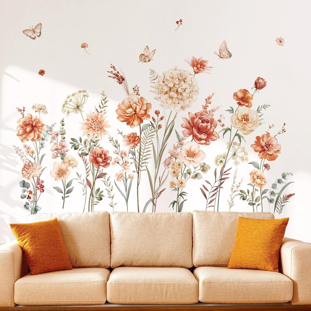 Brenzoos - : Boho Bloem Muurstickers voor Meisjes Slaapkamer en Woonkamer