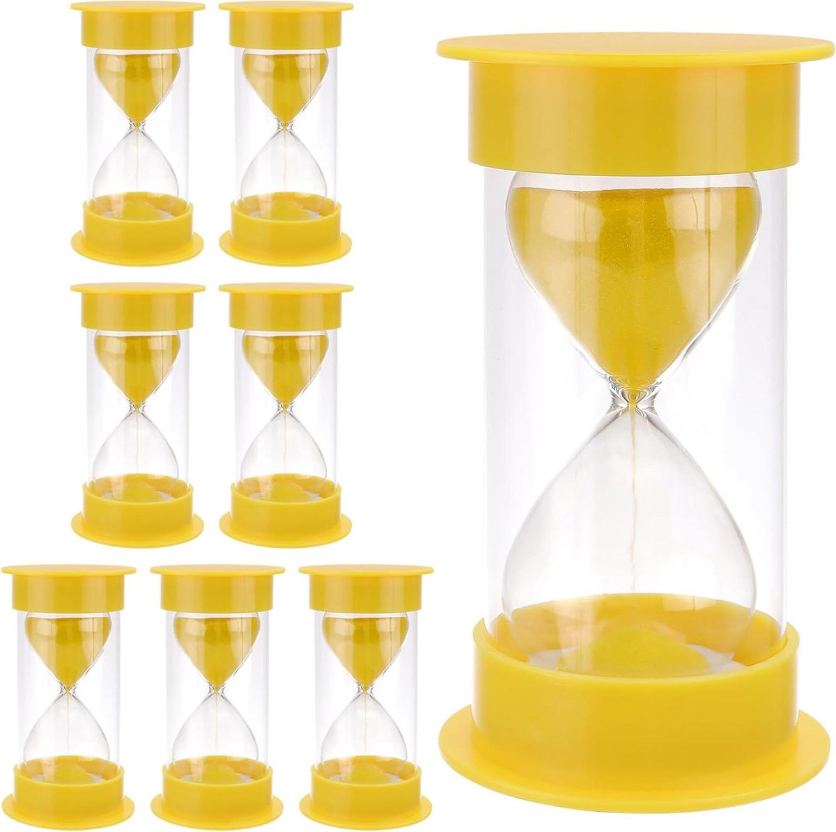   - : Set van 8 Plastic Zand Timers - 10 Minuten - Geel - Voor Koken, Tandenpoetsen en Activiteiten