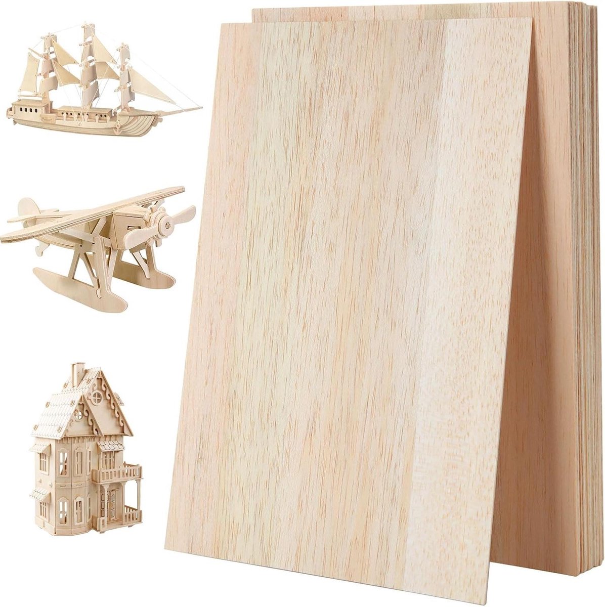 Brenzoos - 20 vellen balsahout, 300 x 200 x 2 mm, natuurlijk hout, rechthoekig, blanco - om te knutselen en decoreren - Hobbykarton