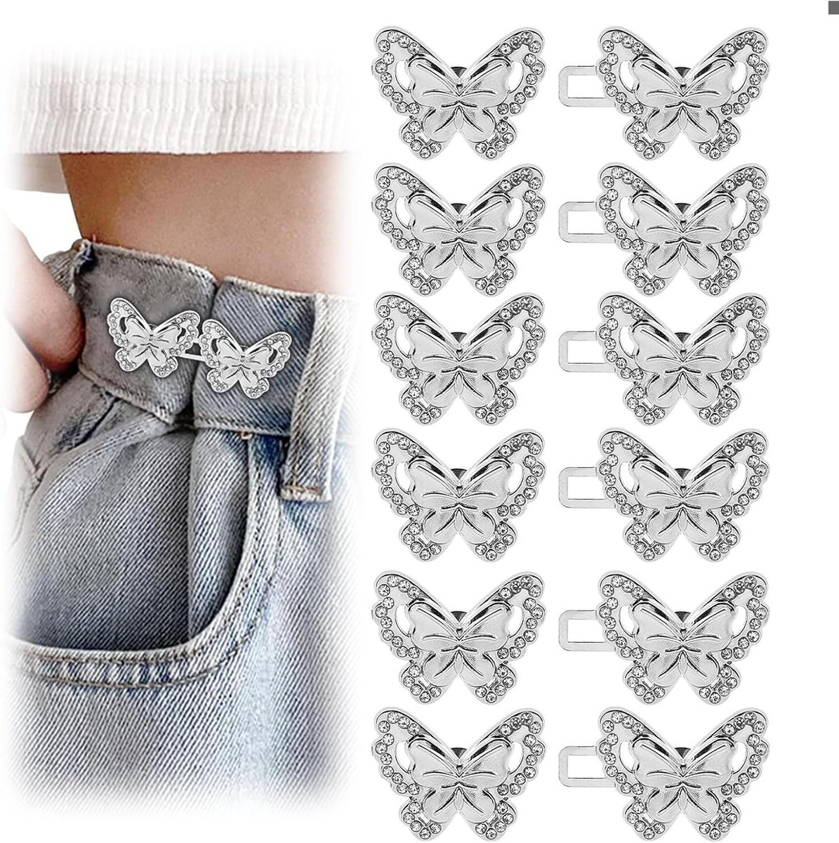 Brenzoos - 6 sets broeken taille spanner met jeans knopen clips - Knoop