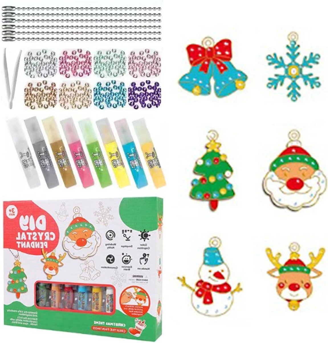 Brenzoos - 6 stuks kristalkleuren kunst- en knutselset voor kinderen - Kerstmis raamschilderkunst