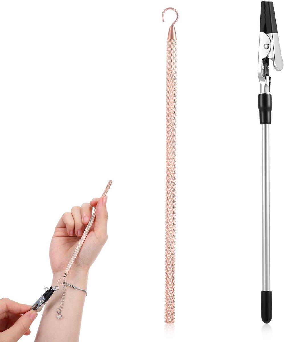 Brenzoos - Draagbare armbandhelper voor het sluiten van armbanden - Set van 2 stuks - Roestvrij staal - Handig hulpgereedschap voor sieraden - Vrouwen - Haken en clips - Armbandbevestiging