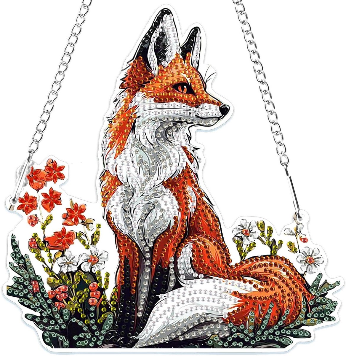 Brenzoos - Hangende ornamenten met ketting, 5D diamantschildersets voor volwassenen - kristallen strass dieren - diamant schilderij edelsteen kunst