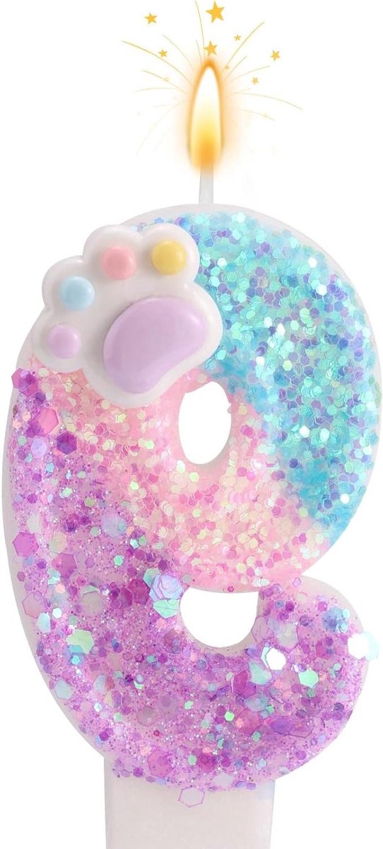 Brenzoos - Hond en Kat Poot Nummerkaars voor Taart Verjaardagskaars - Thema Taarttopper voor Puppy Kitten Liefhebbers (9)