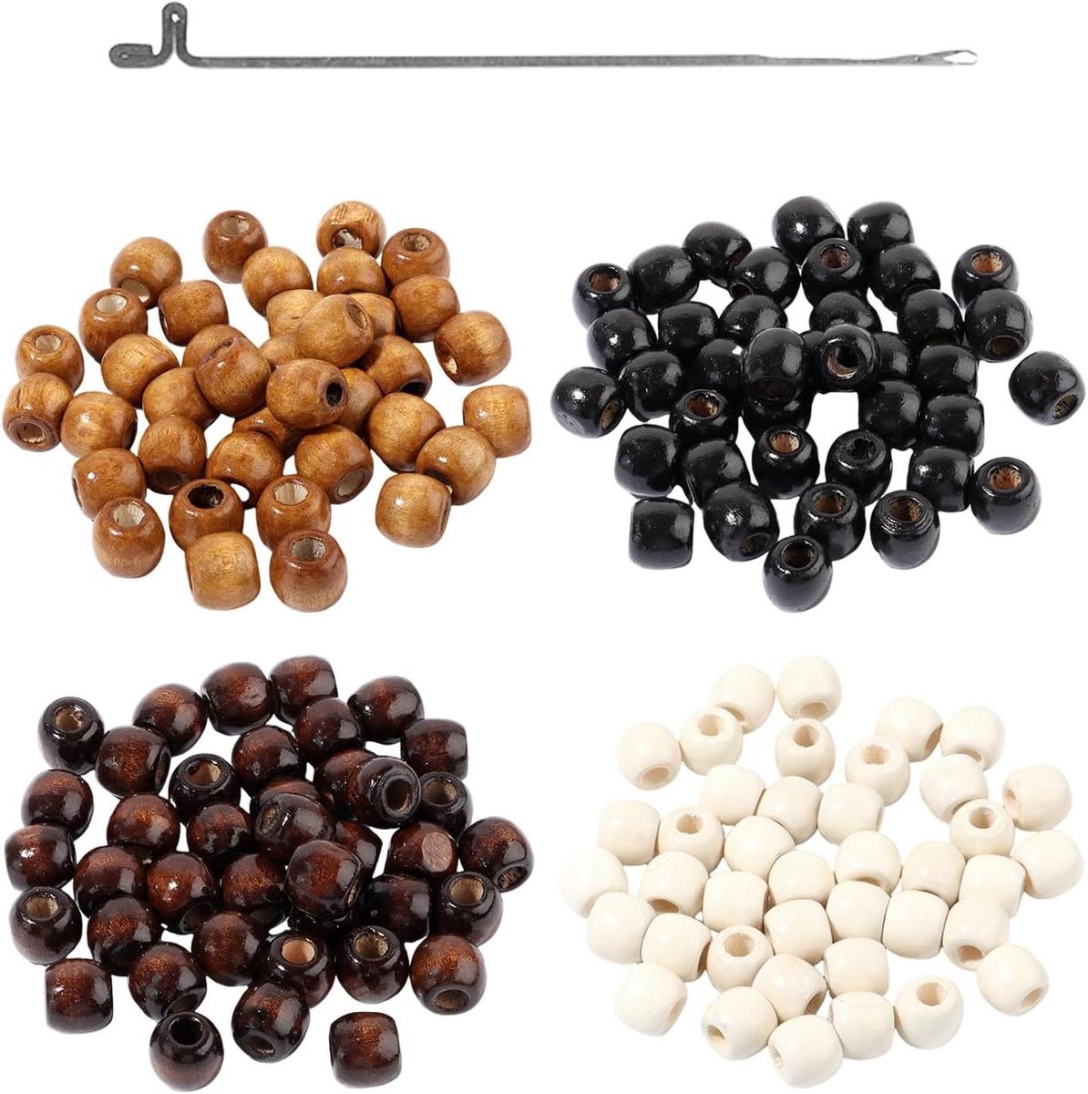   - Houten kralen set met gereedschap voor handgemaakt sieraden - 400 kralen, parelnaald, kantaccessoires