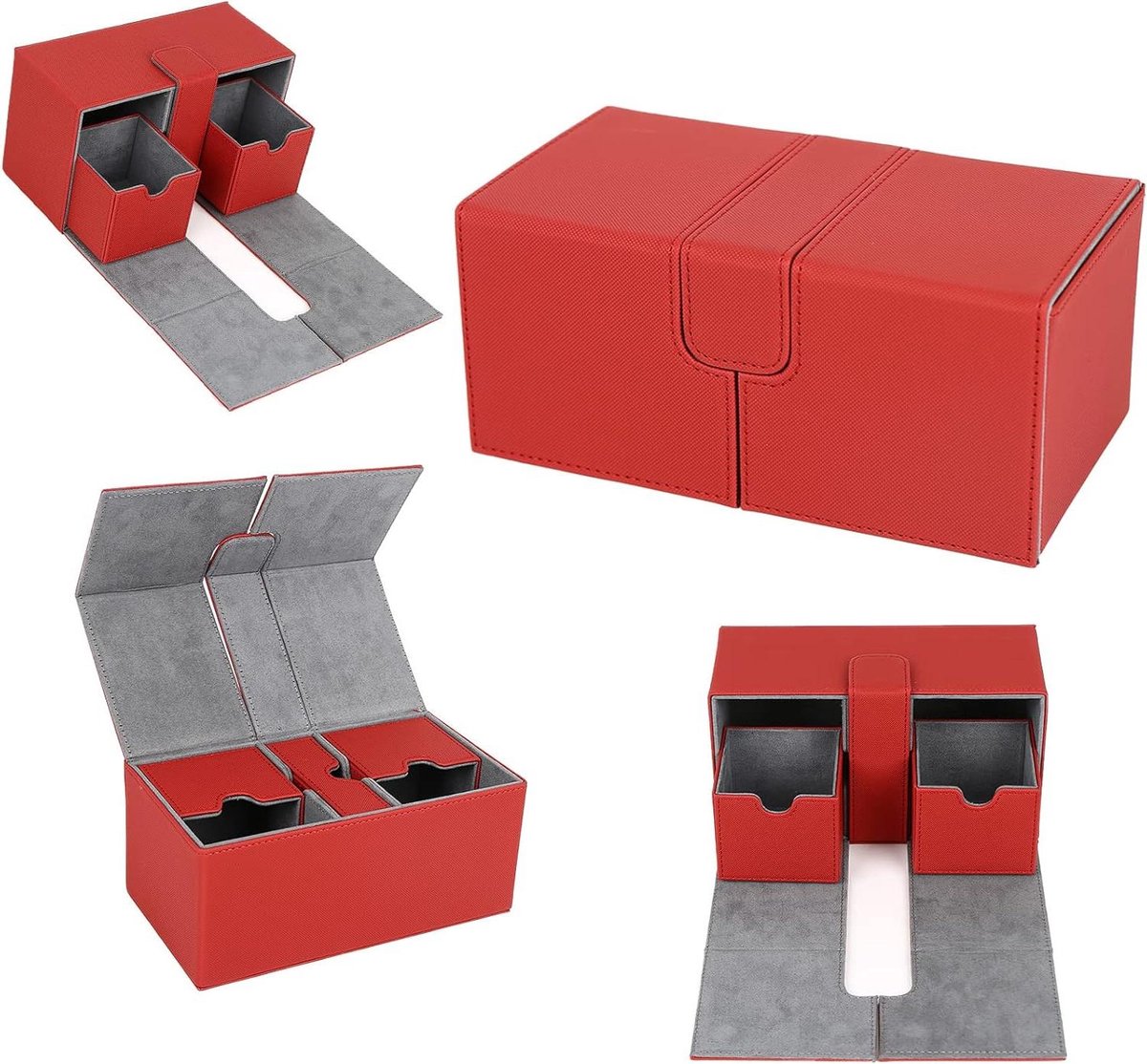   - Kaartenopbergdoos met magnetische sluiting voor 200+ kaarten - Rood - Verzamelkaartenbox voor Magic.