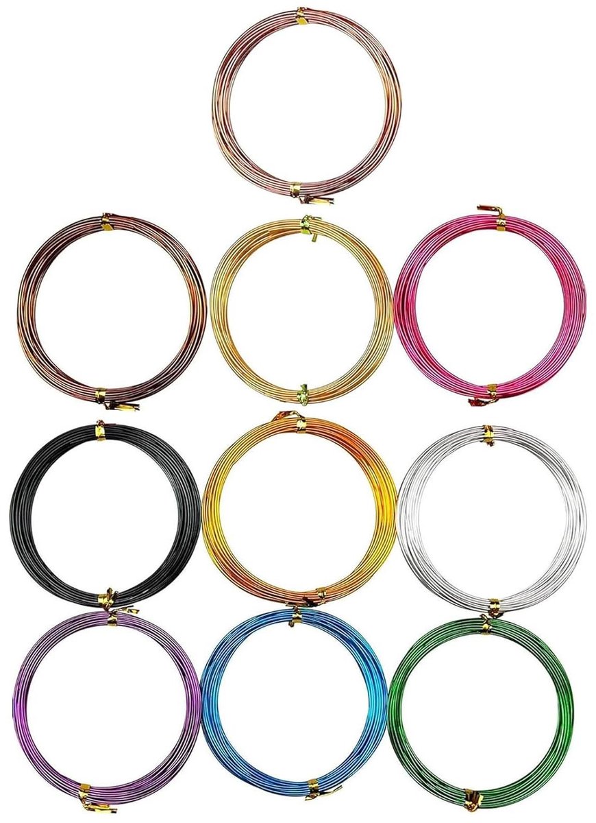 Brenzoos - Knutseldraad - 50 meter - 10 kleuren - 1 mm - flexibel sieradendraadOntdek veelzijdige aluminiumdraad voor knutselen, sieraden maken, en meer!