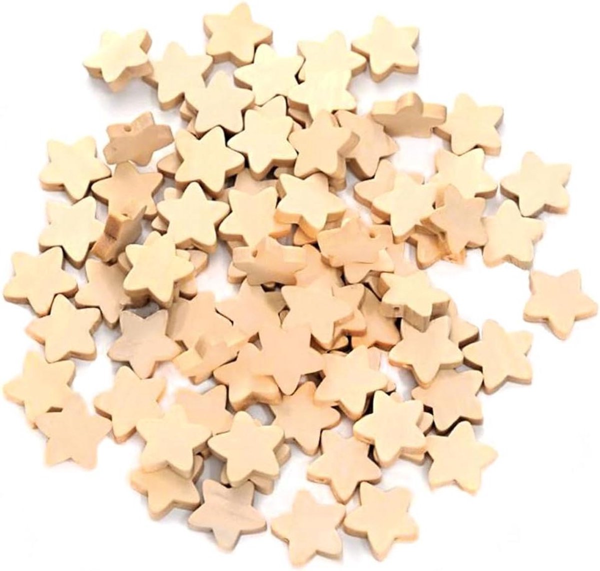   - Kralen om te rijgen van hout, 19 mm, 100 stuks, beige kleur - Knutselbenodigdheden voor sieraden maken.