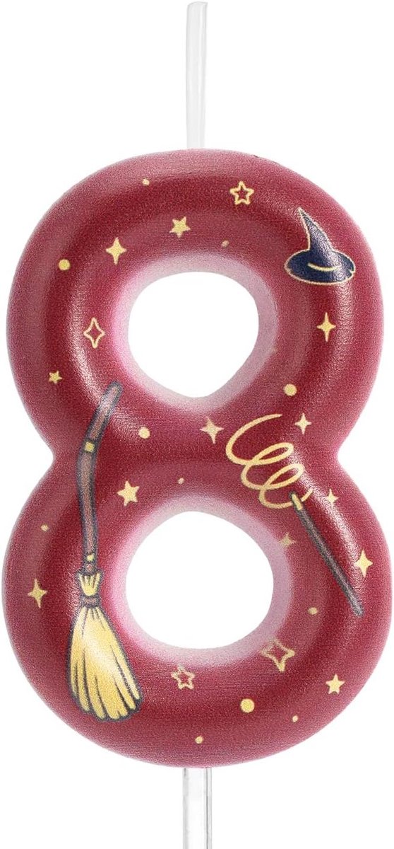 Brenzoos - Magische Tovenaar Cijfer Verjaardagskaars - Magisch Thema - Feestartikelen voor Jongens en Meisjes - Feestgunsten - Verjaardagsviering