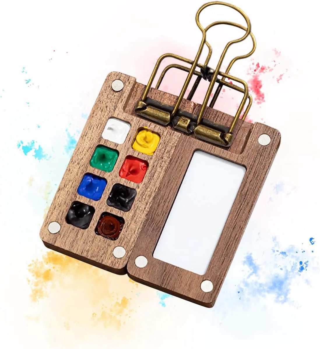 Brenzoos - Mini-palet met draagbare schetsboek en inklapbaar magnetisch palet (8 roosters)