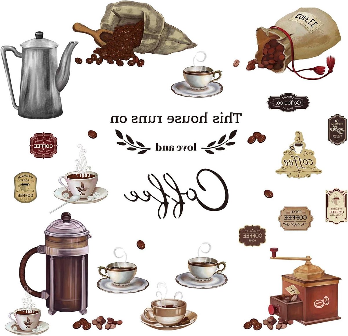   - Muurstickers voor Koffie Thema - Citaten voor Eetkamer, Keuken en Slaapkamer - Wanddecoratie voor Hall