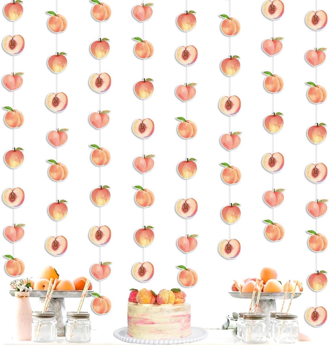 Brenzoos - Peach Party banner - feestdecoratie in fruitthema voor meisjes verjaardag en bruiloft