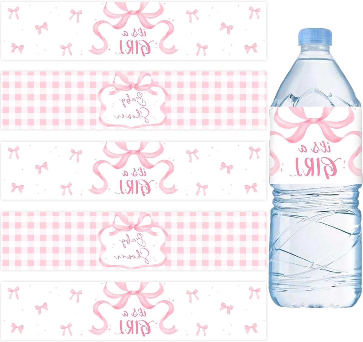 Brenzoos - Roze strik babyshower decoraties voor meisje - Set van 52 stuks