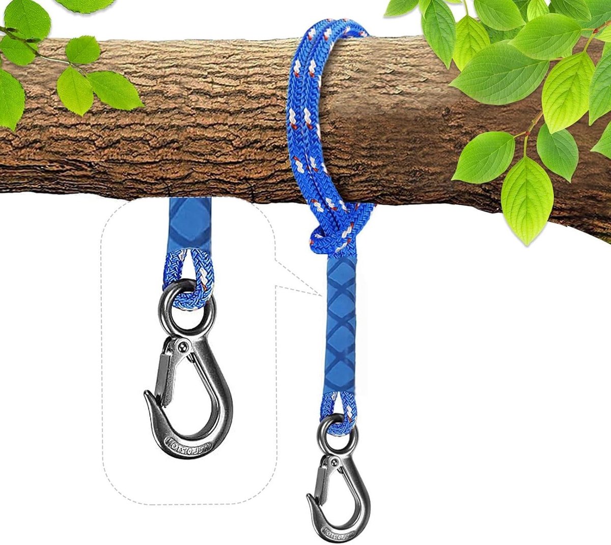 Brenzoos - Schommel/Boom Bevestiging Touw 50 cm - Hangmatbevestiging met Schommelhaak - Outdoor Boom Ophangsnoer - Schommel en Hangmat - Draagkracht 100 kg - 1100 kg - 10 mm Diameter - 1 stuk