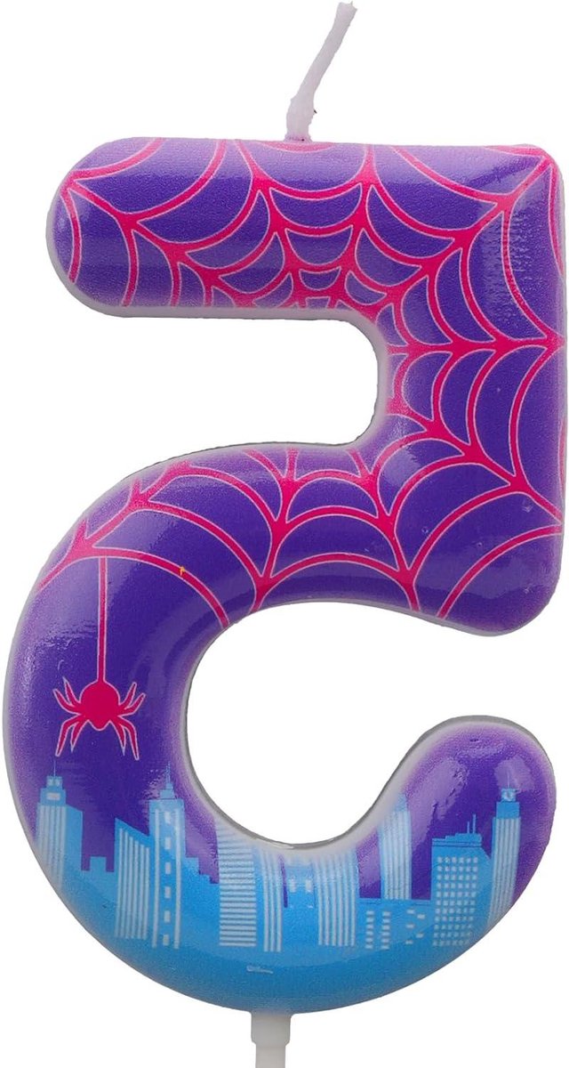 Brenzoos - Spider Verjaardag Nummer Kaars Paarse Cartoon Spinnenweb Taart Topper - Feestbenodigdheden Halloween Thema Decoraties - Taartdecoratie