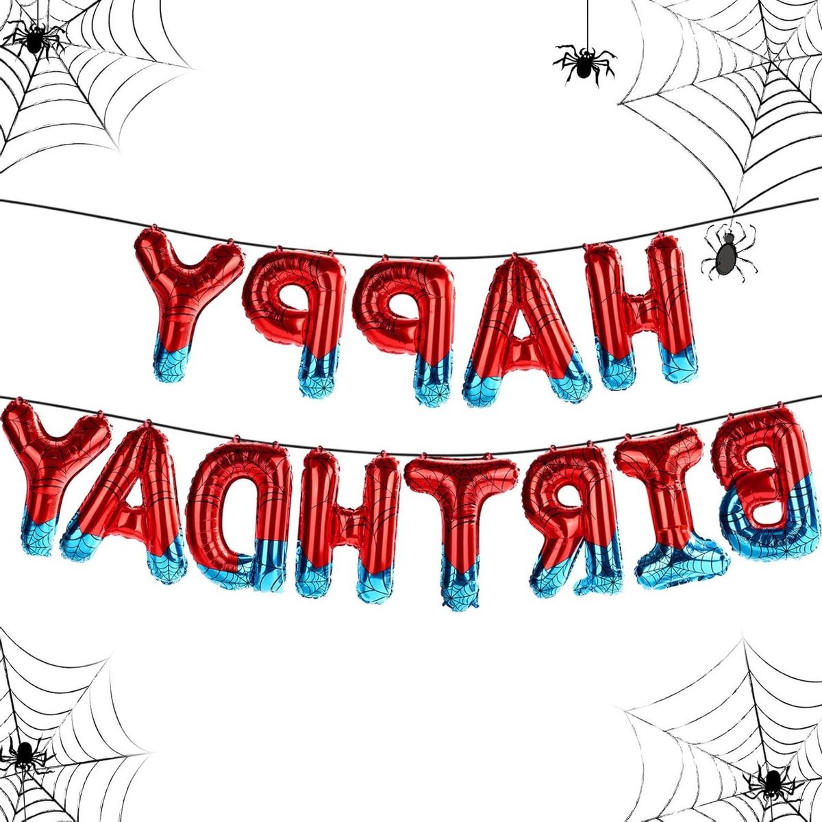   - Spinnenthema Happy Birthday Banner Decoraties Verjaardagsfeest Feestartikelen voor Jongens met Ballonletterbord