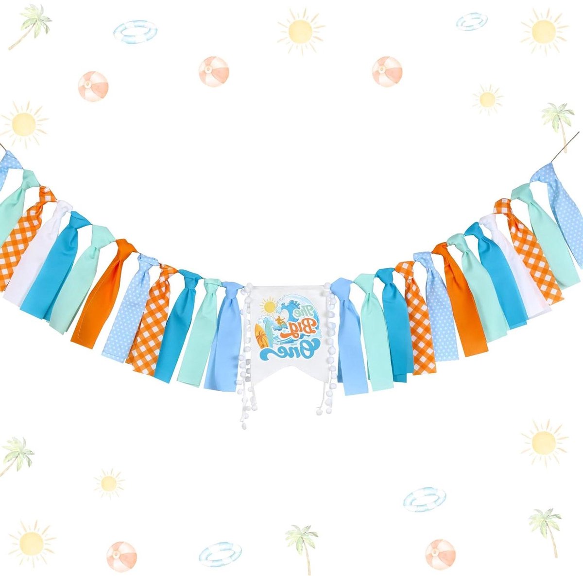 Brenzoos - :The Big One Hoge Stoel Banner voor Jongens - Surfen Thema 1e Verjaardag - Zomer Decoraties - Retro Surf Party Decor - Surfplank - 1e Verjaardagsfeest Decoratie