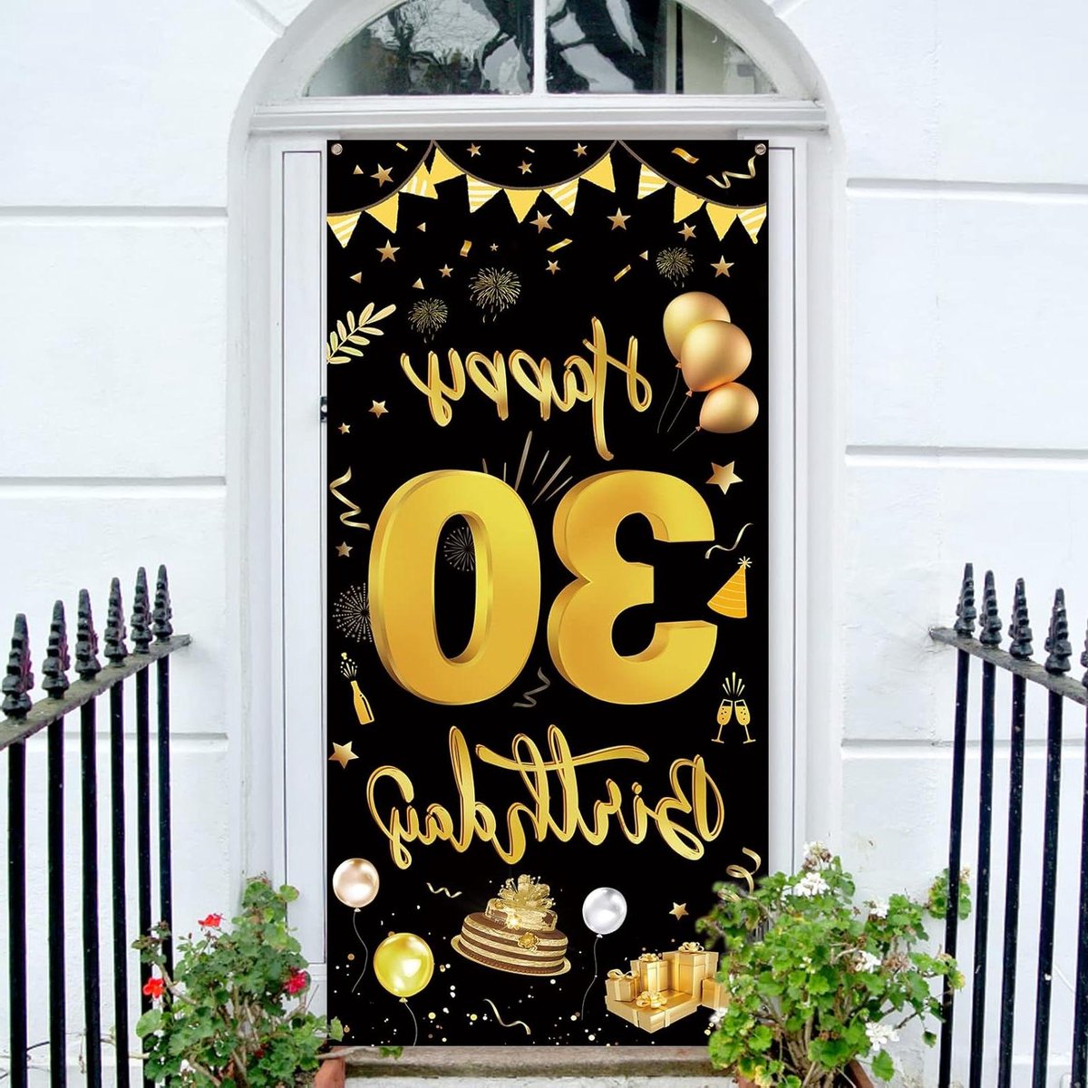 Brenzoos - Verjaardagsdecoratie voor 30e verjaardag vrouw - Banner, Achtergrond 185 cm × 90 cm